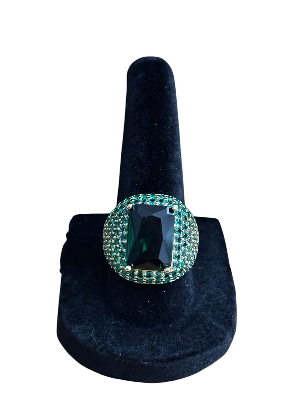Emerald-Cut Green Statement Cocktail Ring